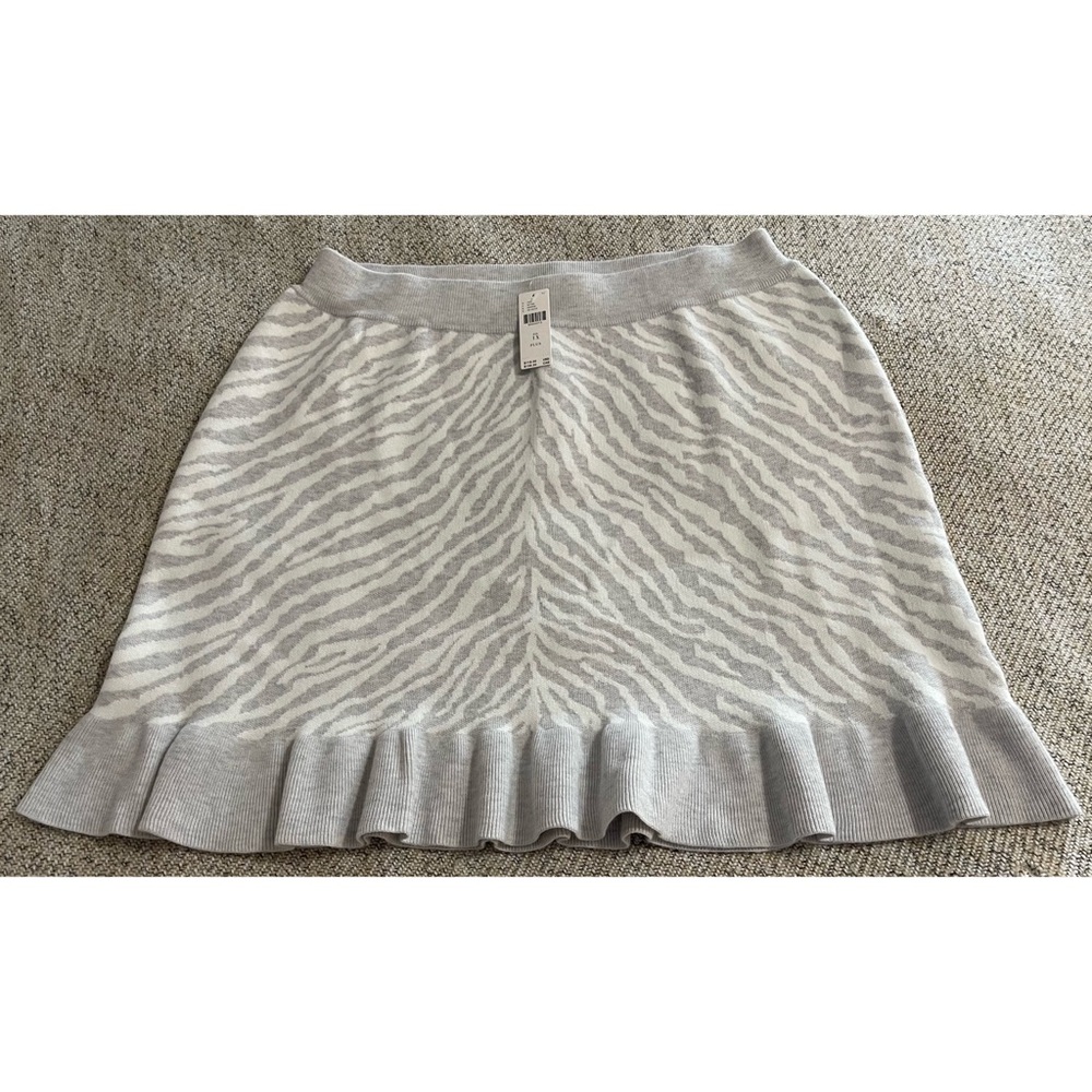 Anthropologie Dolan Left Coast Zebra Ruffled Knit Mini Skirt NWT SZ 1X - Picture 8 of 15